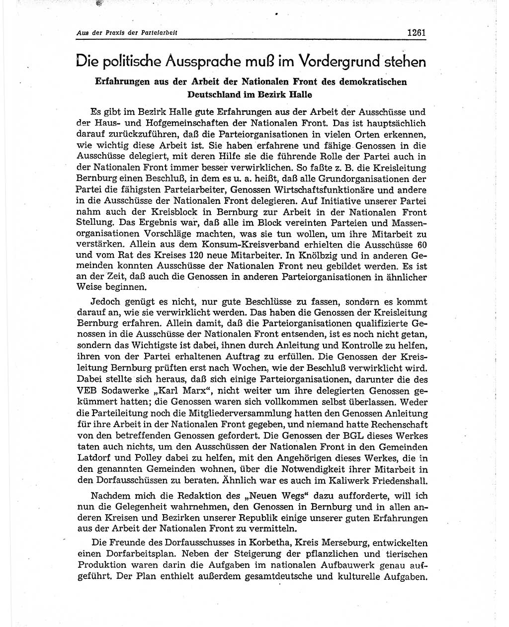 Neuer Weg (NW), Organ des Zentralkomitees (ZK) der SED (Sozialistische Einheitspartei Deutschlands) für Fragen des Parteiaufbaus und des Parteilebens, 10. Jahrgang [Deutsche Demokratische Republik (DDR)] 1955, Seite 1261 (NW ZK SED DDR 1955, S. 1261)