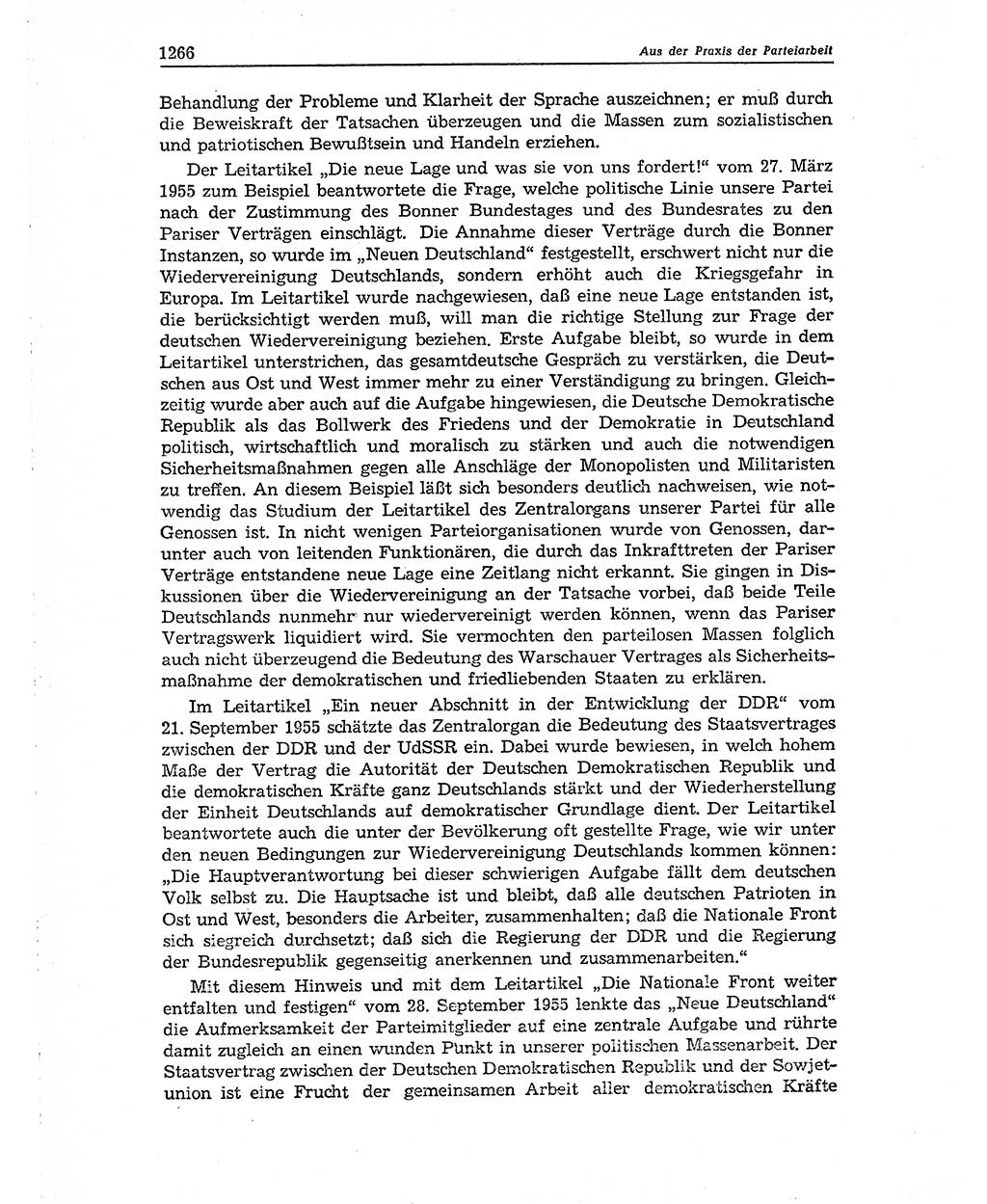 Neuer Weg (NW), Organ des Zentralkomitees (ZK) der SED (Sozialistische Einheitspartei Deutschlands) für Fragen des Parteiaufbaus und des Parteilebens, 10. Jahrgang [Deutsche Demokratische Republik (DDR)] 1955, Seite 1266 (NW ZK SED DDR 1955, S. 1266)