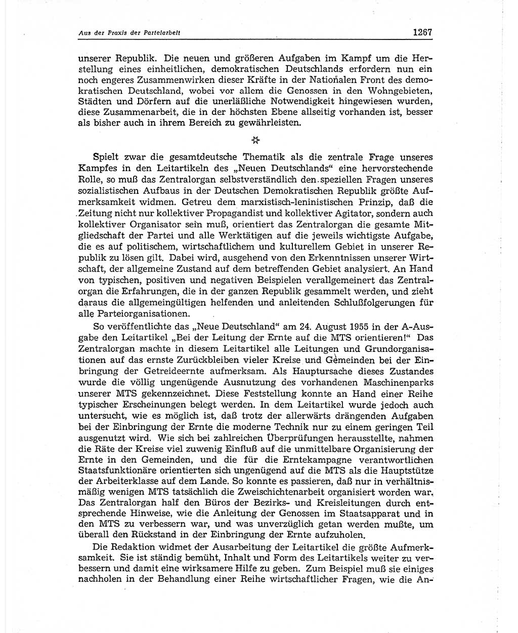 Neuer Weg (NW), Organ des Zentralkomitees (ZK) der SED (Sozialistische Einheitspartei Deutschlands) für Fragen des Parteiaufbaus und des Parteilebens, 10. Jahrgang [Deutsche Demokratische Republik (DDR)] 1955, Seite 1267 (NW ZK SED DDR 1955, S. 1267)