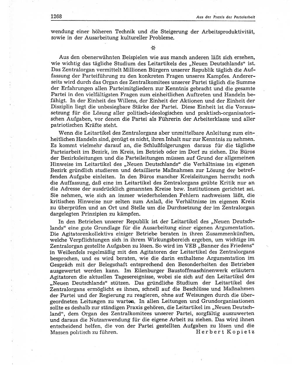 Neuer Weg (NW), Organ des Zentralkomitees (ZK) der SED (Sozialistische Einheitspartei Deutschlands) für Fragen des Parteiaufbaus und des Parteilebens, 10. Jahrgang [Deutsche Demokratische Republik (DDR)] 1955, Seite 1268 (NW ZK SED DDR 1955, S. 1268)