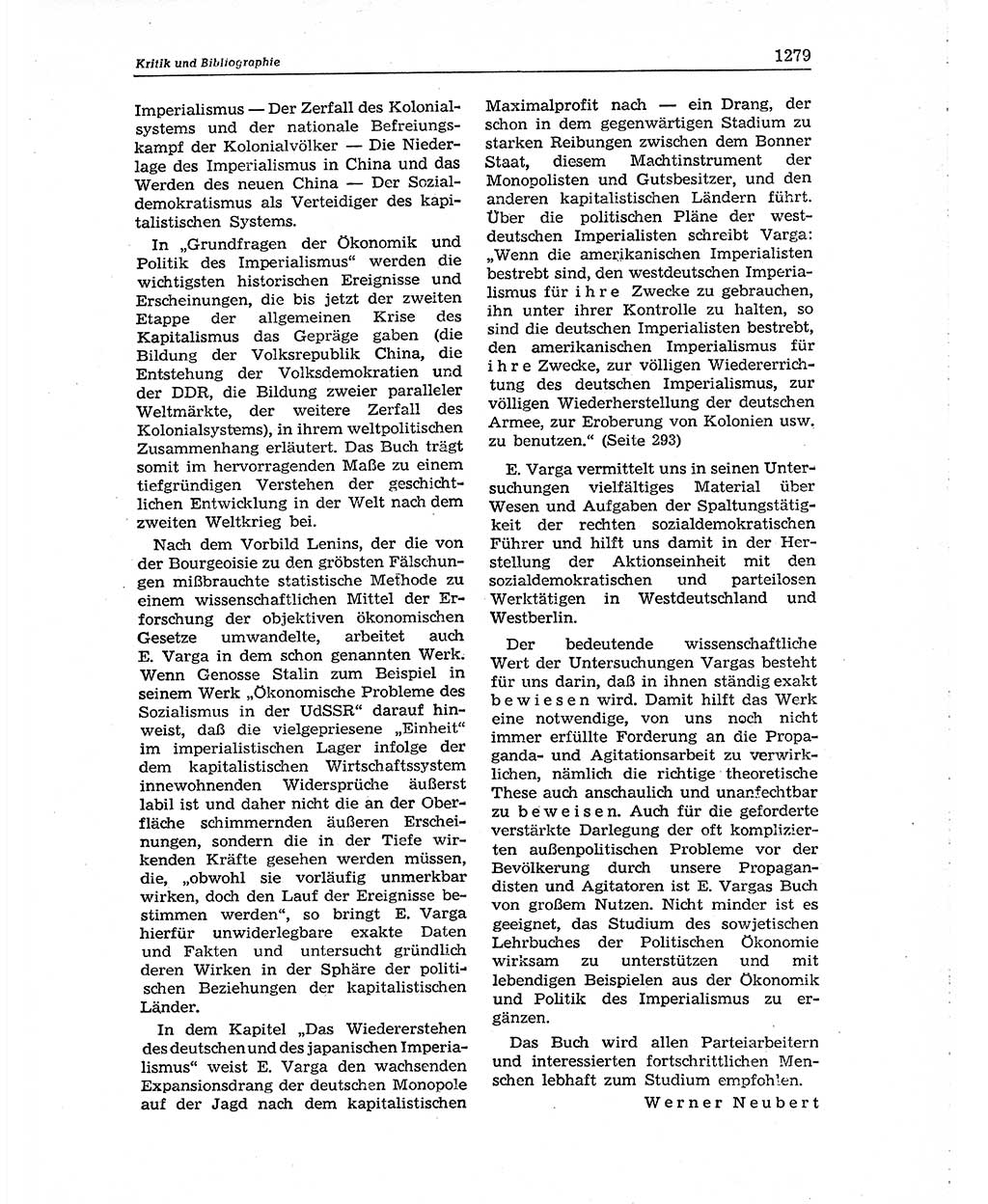 Neuer Weg (NW), Organ des Zentralkomitees (ZK) der SED (Sozialistische Einheitspartei Deutschlands) für Fragen des Parteiaufbaus und des Parteilebens, 10. Jahrgang [Deutsche Demokratische Republik (DDR)] 1955, Seite 1279 (NW ZK SED DDR 1955, S. 1279)