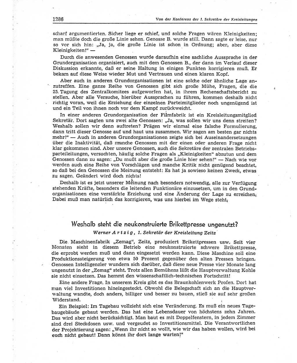 Neuer Weg (NW), Organ des Zentralkomitees (ZK) der SED (Sozialistische Einheitspartei Deutschlands) für Fragen des Parteiaufbaus und des Parteilebens, 10. Jahrgang [Deutsche Demokratische Republik (DDR)] 1955, Seite 1286 (NW ZK SED DDR 1955, S. 1286)