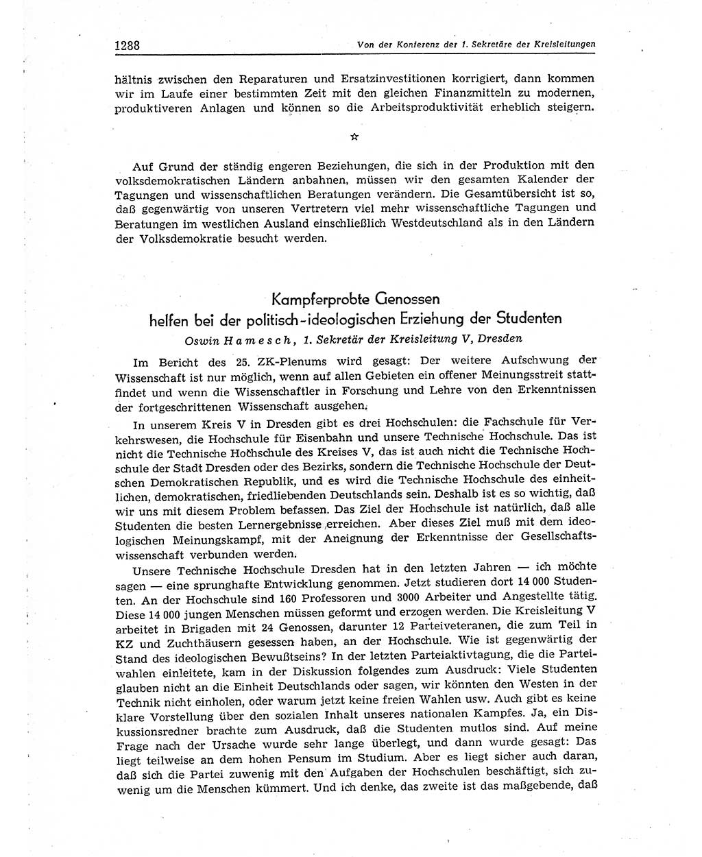 Neuer Weg (NW), Organ des Zentralkomitees (ZK) der SED (Sozialistische Einheitspartei Deutschlands) für Fragen des Parteiaufbaus und des Parteilebens, 10. Jahrgang [Deutsche Demokratische Republik (DDR)] 1955, Seite 1288 (NW ZK SED DDR 1955, S. 1288)