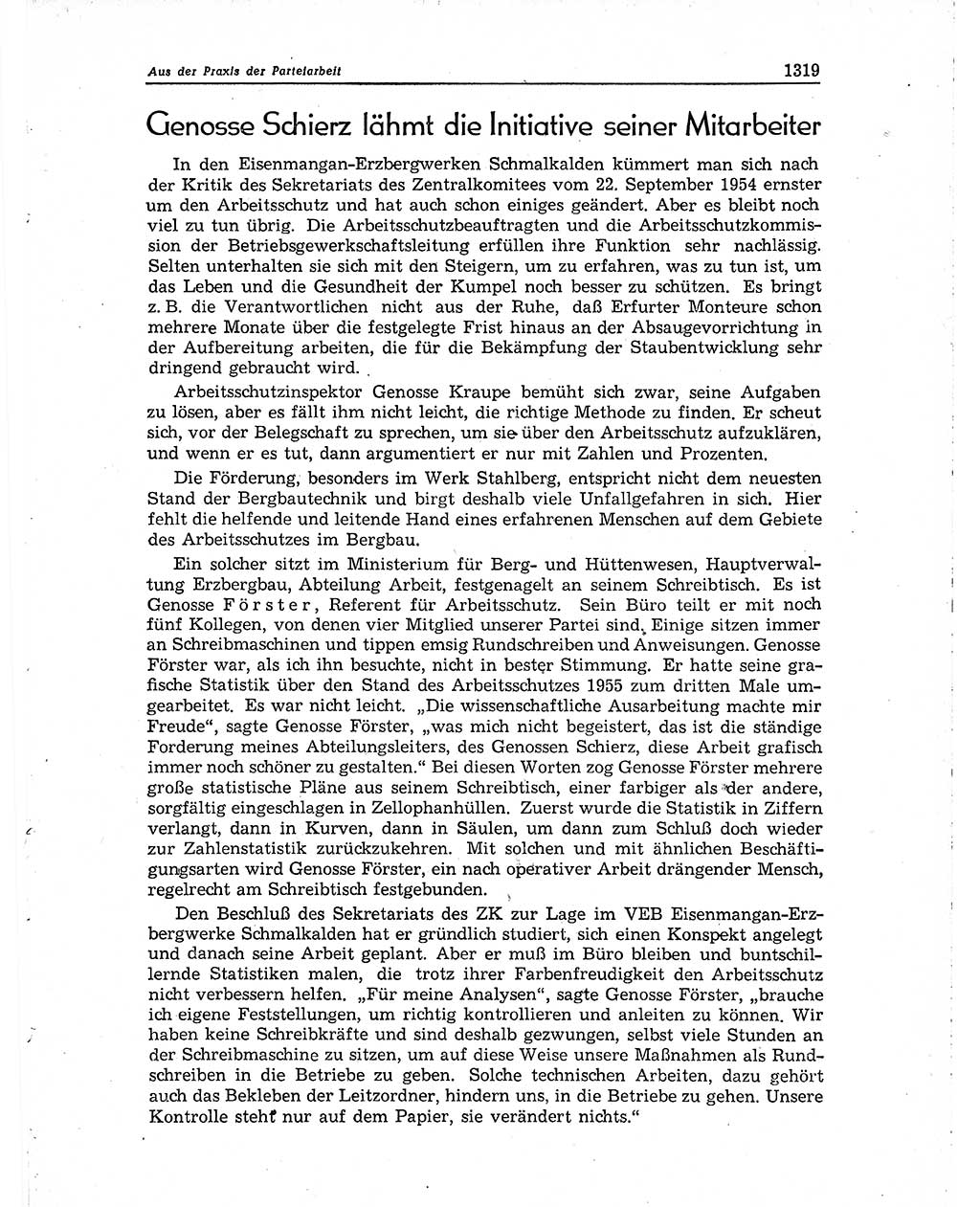 Neuer Weg (NW), Organ des Zentralkomitees (ZK) der SED (Sozialistische Einheitspartei Deutschlands) für Fragen des Parteiaufbaus und des Parteilebens, 10. Jahrgang [Deutsche Demokratische Republik (DDR)] 1955, Seite 1319 (NW ZK SED DDR 1955, S. 1319)