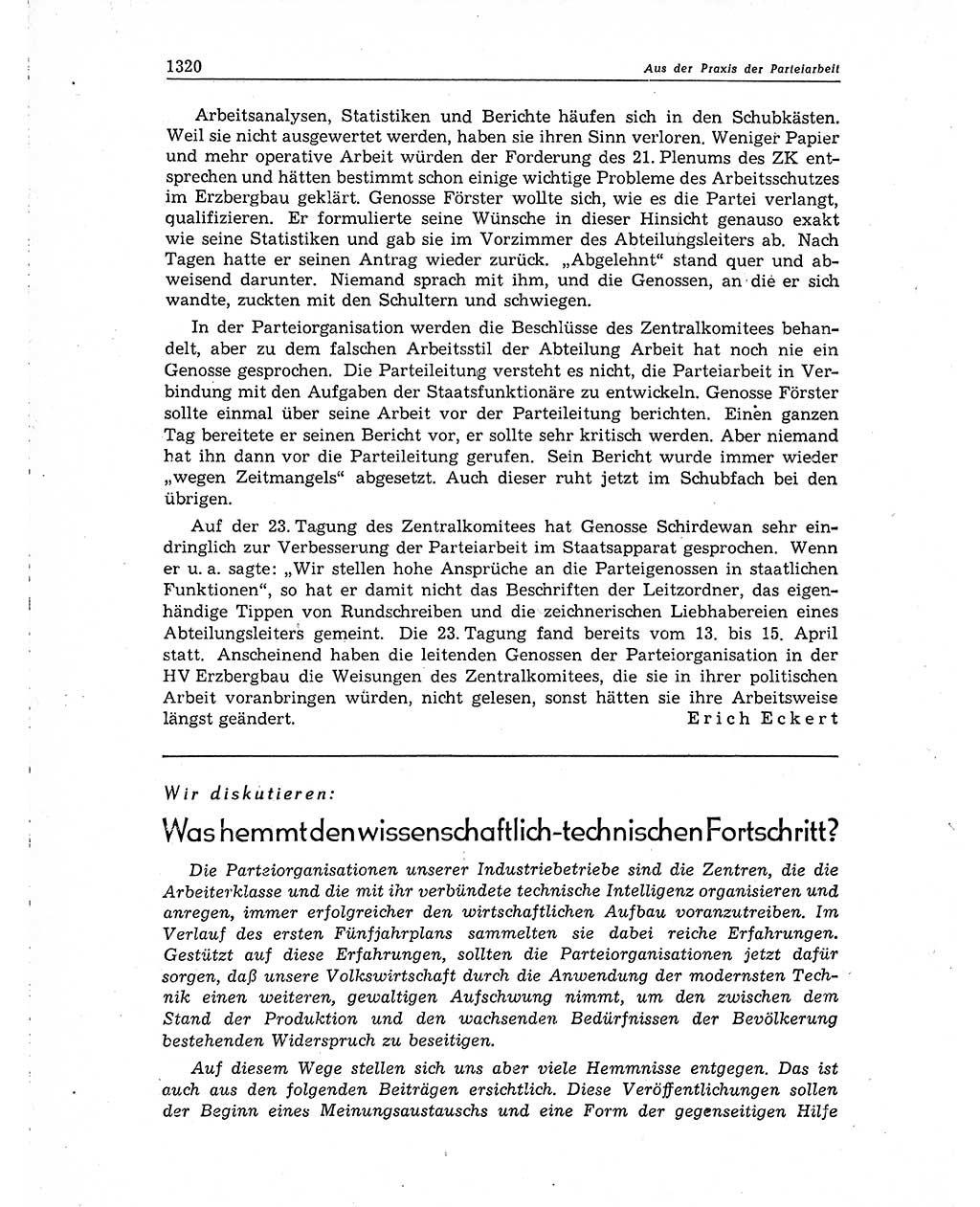 Neuer Weg (NW), Organ des Zentralkomitees (ZK) der SED (Sozialistische Einheitspartei Deutschlands) für Fragen des Parteiaufbaus und des Parteilebens, 10. Jahrgang [Deutsche Demokratische Republik (DDR)] 1955, Seite 1320 (NW ZK SED DDR 1955, S. 1320)