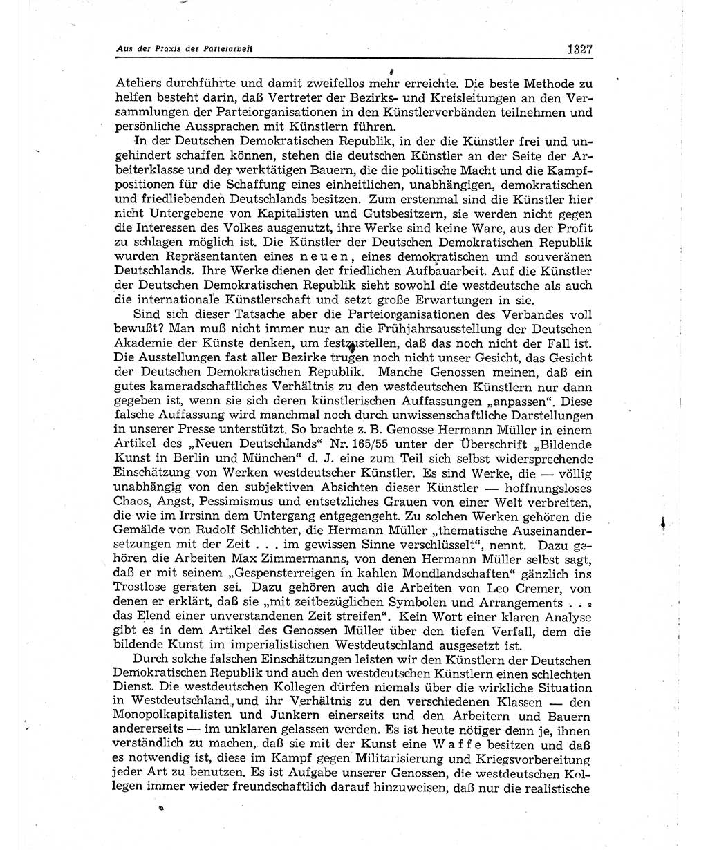 Neuer Weg (NW), Organ des Zentralkomitees (ZK) der SED (Sozialistische Einheitspartei Deutschlands) für Fragen des Parteiaufbaus und des Parteilebens, 10. Jahrgang [Deutsche Demokratische Republik (DDR)] 1955, Seite 1327 (NW ZK SED DDR 1955, S. 1327)