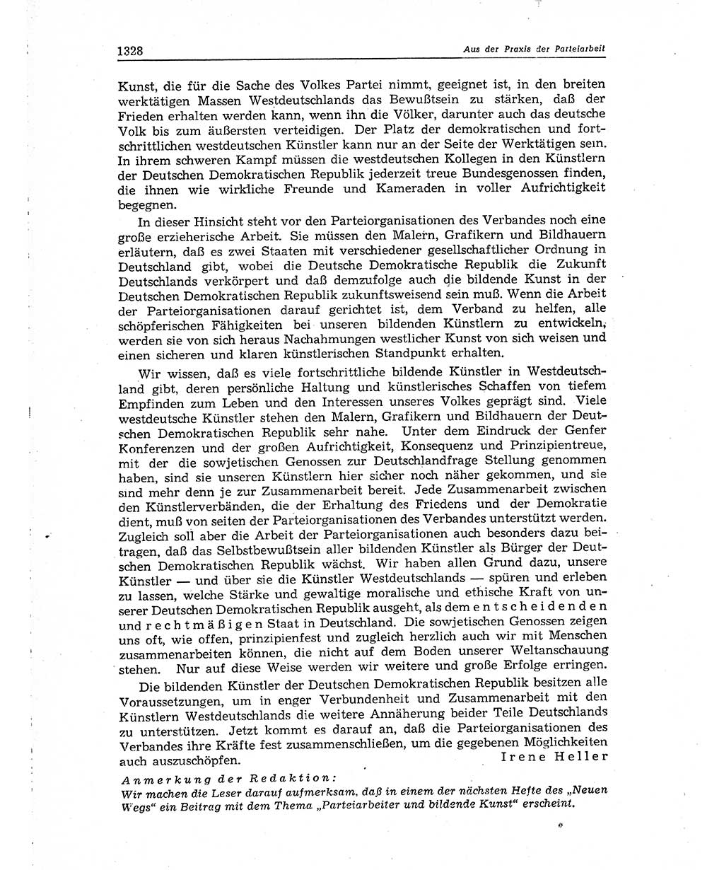 Neuer Weg (NW), Organ des Zentralkomitees (ZK) der SED (Sozialistische Einheitspartei Deutschlands) für Fragen des Parteiaufbaus und des Parteilebens, 10. Jahrgang [Deutsche Demokratische Republik (DDR)] 1955, Seite 1328 (NW ZK SED DDR 1955, S. 1328)