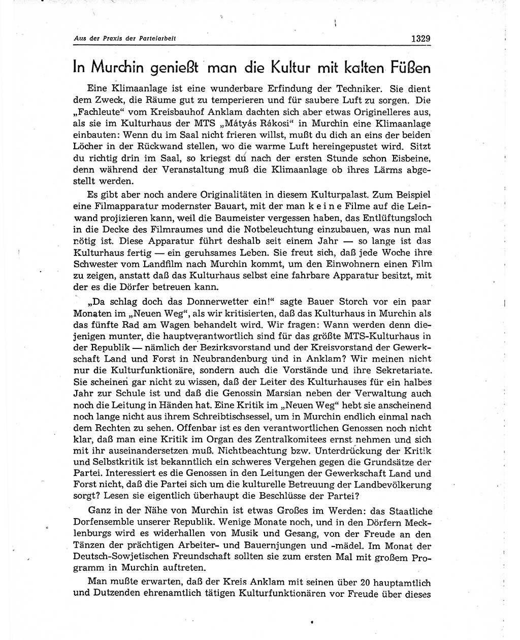 Neuer Weg (NW), Organ des Zentralkomitees (ZK) der SED (Sozialistische Einheitspartei Deutschlands) für Fragen des Parteiaufbaus und des Parteilebens, 10. Jahrgang [Deutsche Demokratische Republik (DDR)] 1955, Seite 1329 (NW ZK SED DDR 1955, S. 1329)