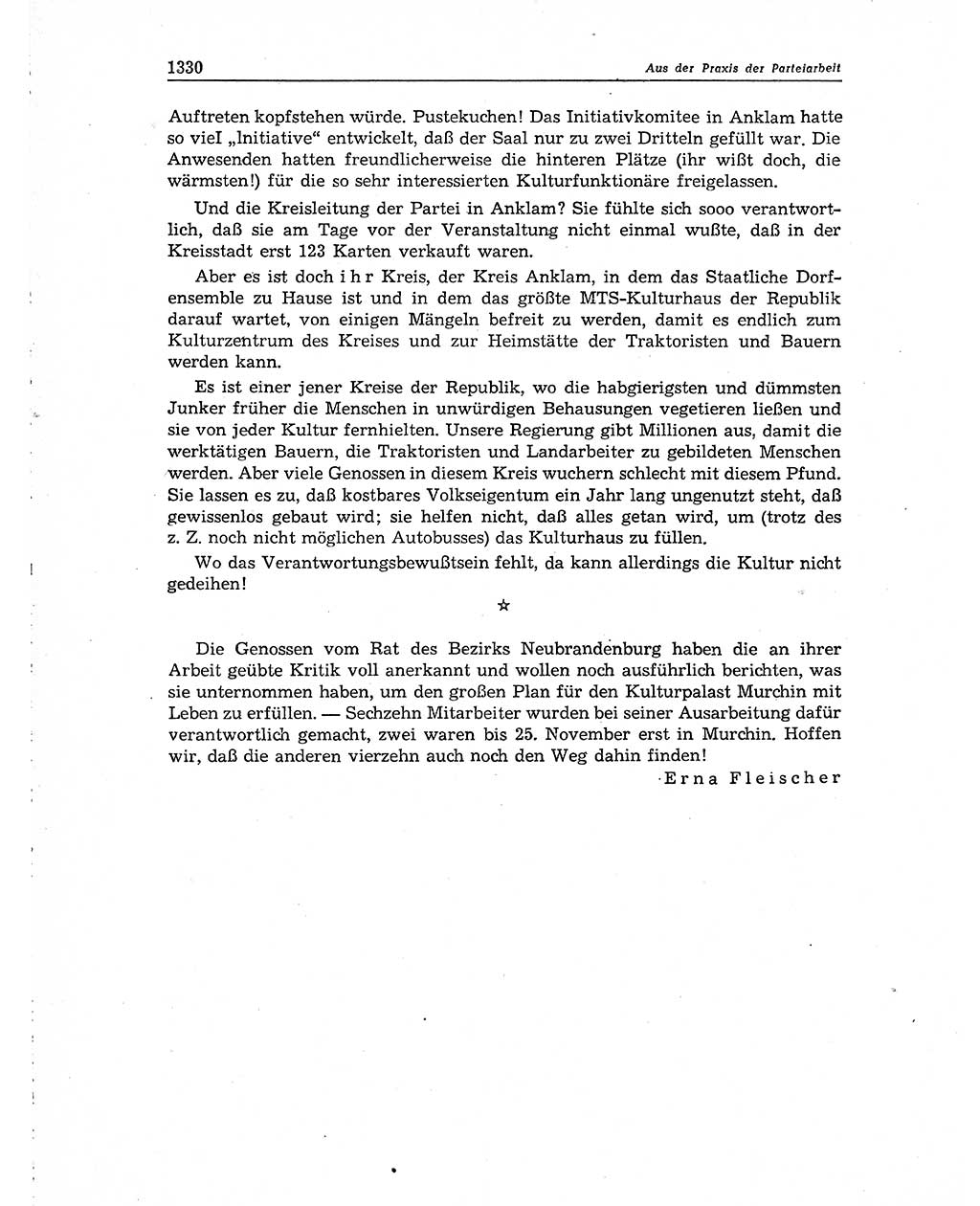 Neuer Weg (NW), Organ des Zentralkomitees (ZK) der SED (Sozialistische Einheitspartei Deutschlands) für Fragen des Parteiaufbaus und des Parteilebens, 10. Jahrgang [Deutsche Demokratische Republik (DDR)] 1955, Seite 1330 (NW ZK SED DDR 1955, S. 1330)