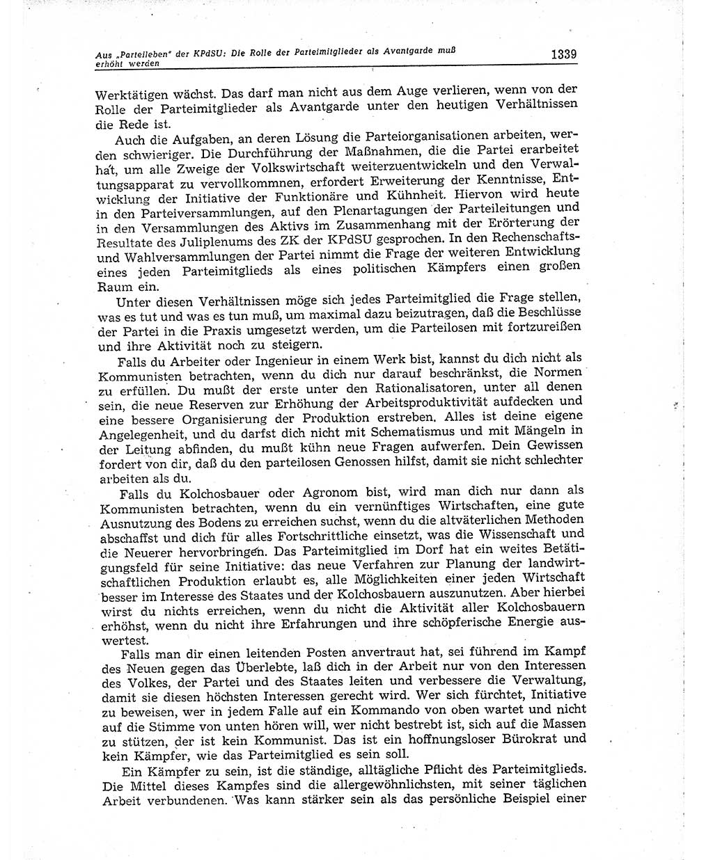 Neuer Weg (NW), Organ des Zentralkomitees (ZK) der SED (Sozialistische Einheitspartei Deutschlands) für Fragen des Parteiaufbaus und des Parteilebens, 10. Jahrgang [Deutsche Demokratische Republik (DDR)] 1955, Seite 1339 (NW ZK SED DDR 1955, S. 1339)