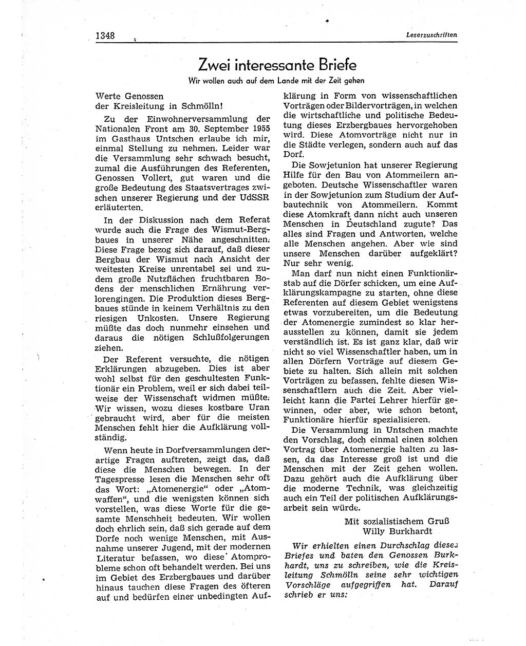 Neuer Weg (NW), Organ des Zentralkomitees (ZK) der SED (Sozialistische Einheitspartei Deutschlands) für Fragen des Parteiaufbaus und des Parteilebens, 10. Jahrgang [Deutsche Demokratische Republik (DDR)] 1955, Seite 1348 (NW ZK SED DDR 1955, S. 1348)