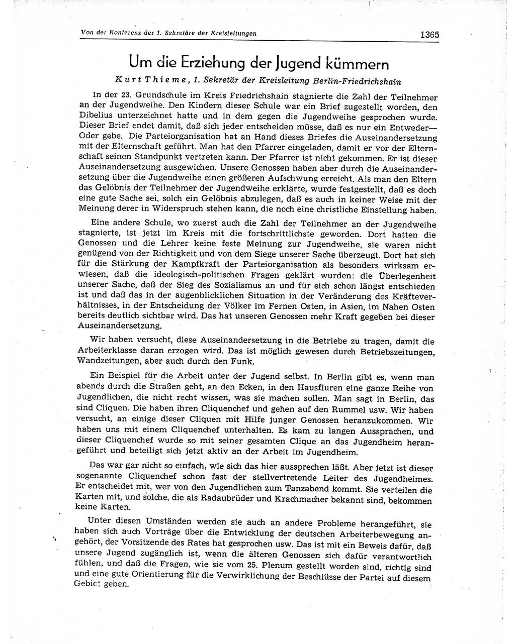 Neuer Weg (NW), Organ des Zentralkomitees (ZK) der SED (Sozialistische Einheitspartei Deutschlands) für Fragen des Parteiaufbaus und des Parteilebens, 10. Jahrgang [Deutsche Demokratische Republik (DDR)] 1955, Seite 1365 (NW ZK SED DDR 1955, S. 1365)