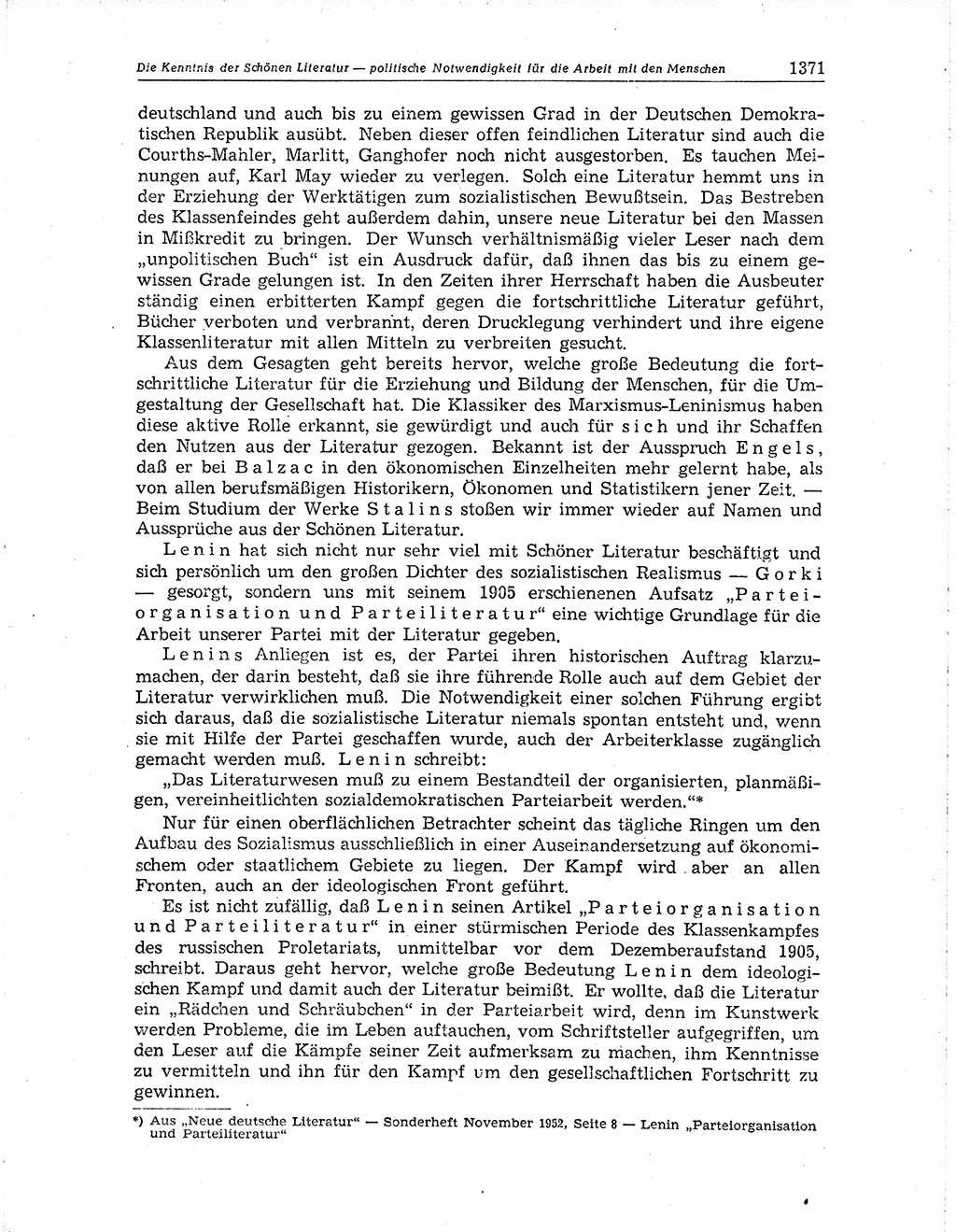 Neuer Weg (NW), Organ des Zentralkomitees (ZK) der SED (Sozialistische Einheitspartei Deutschlands) für Fragen des Parteiaufbaus und des Parteilebens, 10. Jahrgang [Deutsche Demokratische Republik (DDR)] 1955, Seite 1371 (NW ZK SED DDR 1955, S. 1371)