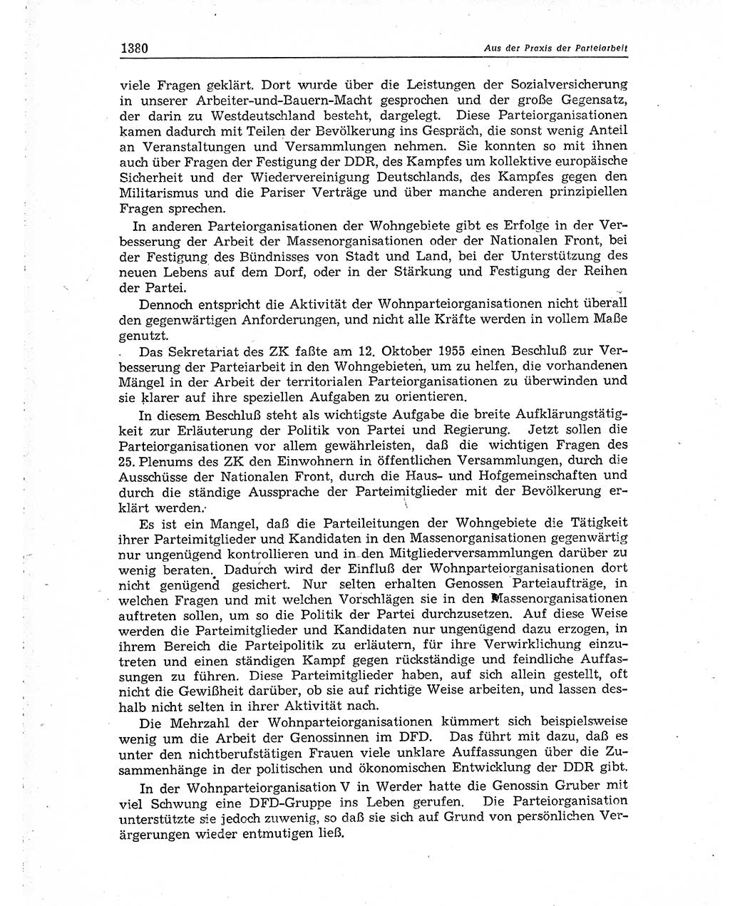 Neuer Weg (NW), Organ des Zentralkomitees (ZK) der SED (Sozialistische Einheitspartei Deutschlands) für Fragen des Parteiaufbaus und des Parteilebens, 10. Jahrgang [Deutsche Demokratische Republik (DDR)] 1955, Seite 1380 (NW ZK SED DDR 1955, S. 1380)
