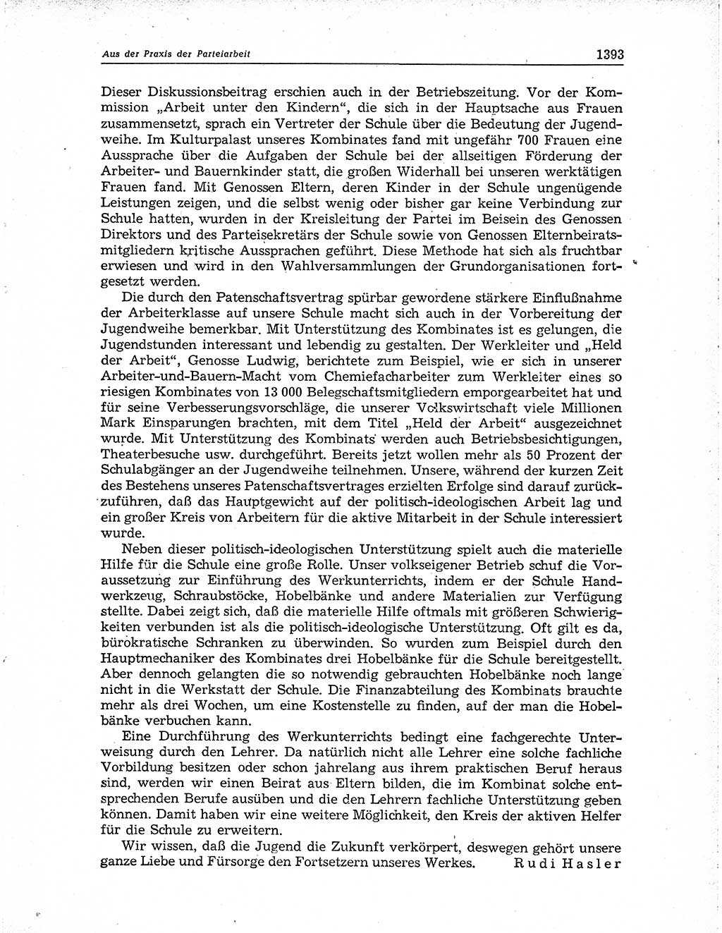 Neuer Weg (NW), Organ des Zentralkomitees (ZK) der SED (Sozialistische Einheitspartei Deutschlands) für Fragen des Parteiaufbaus und des Parteilebens, 10. Jahrgang [Deutsche Demokratische Republik (DDR)] 1955, Seite 1393 (NW ZK SED DDR 1955, S. 1393)