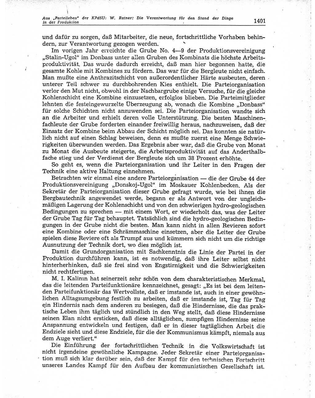 Neuer Weg (NW), Organ des Zentralkomitees (ZK) der SED (Sozialistische Einheitspartei Deutschlands) für Fragen des Parteiaufbaus und des Parteilebens, 10. Jahrgang [Deutsche Demokratische Republik (DDR)] 1955, Seite 1401 (NW ZK SED DDR 1955, S. 1401)