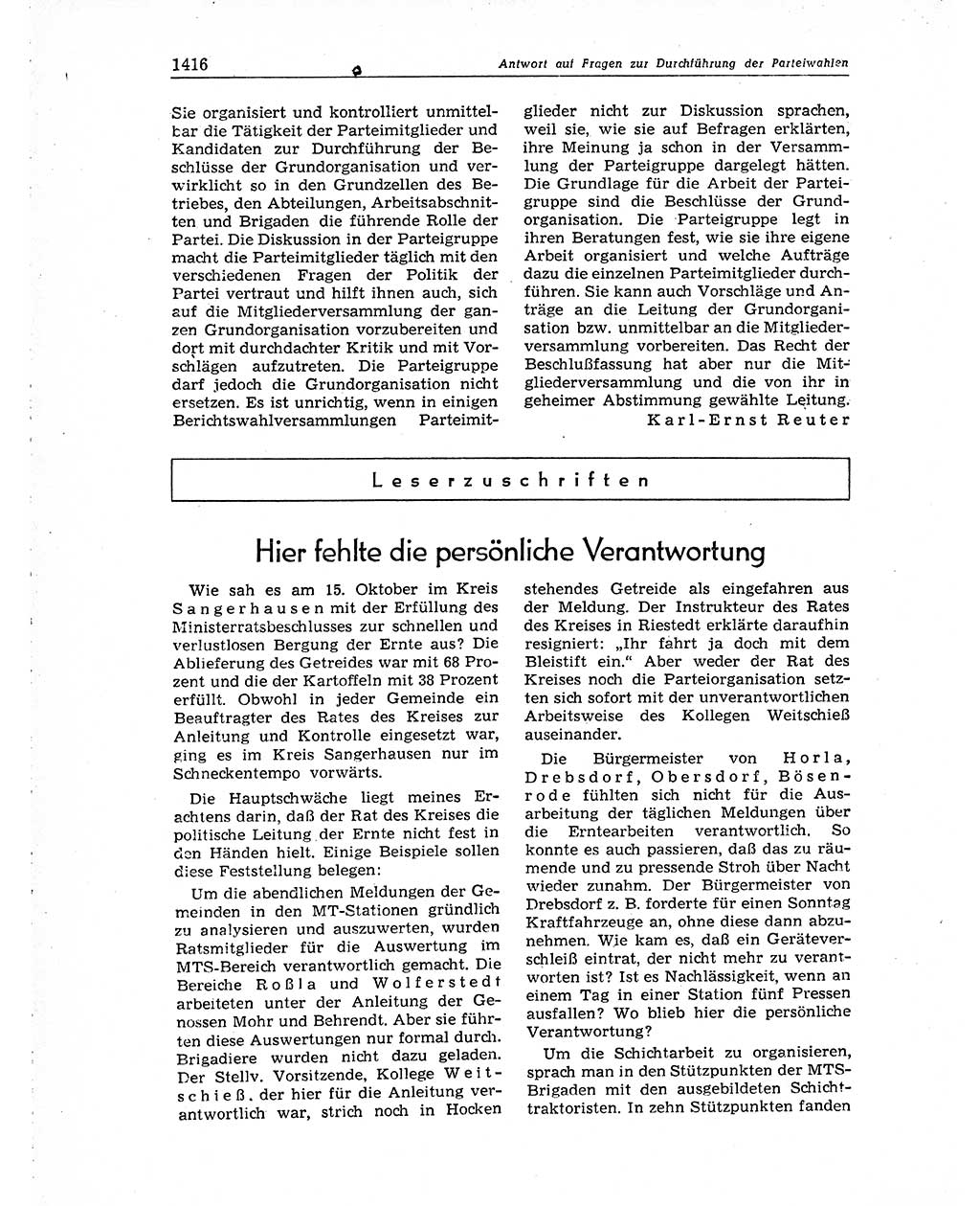 Neuer Weg (NW), Organ des Zentralkomitees (ZK) der SED (Sozialistische Einheitspartei Deutschlands) für Fragen des Parteiaufbaus und des Parteilebens, 10. Jahrgang [Deutsche Demokratische Republik (DDR)] 1955, Seite 1416 (NW ZK SED DDR 1955, S. 1416)