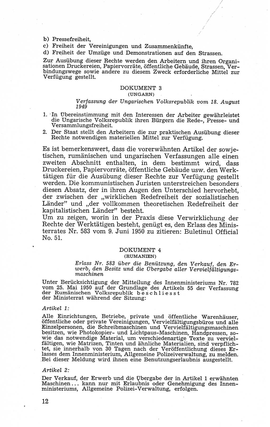 Recht in Fesseln, Dokumente, Internationale Juristen-Kommission [Bundesrepublik Deutschland (BRD)] 1955, Seite 12 (R. Dok. IJK BRD 1955, S. 12)