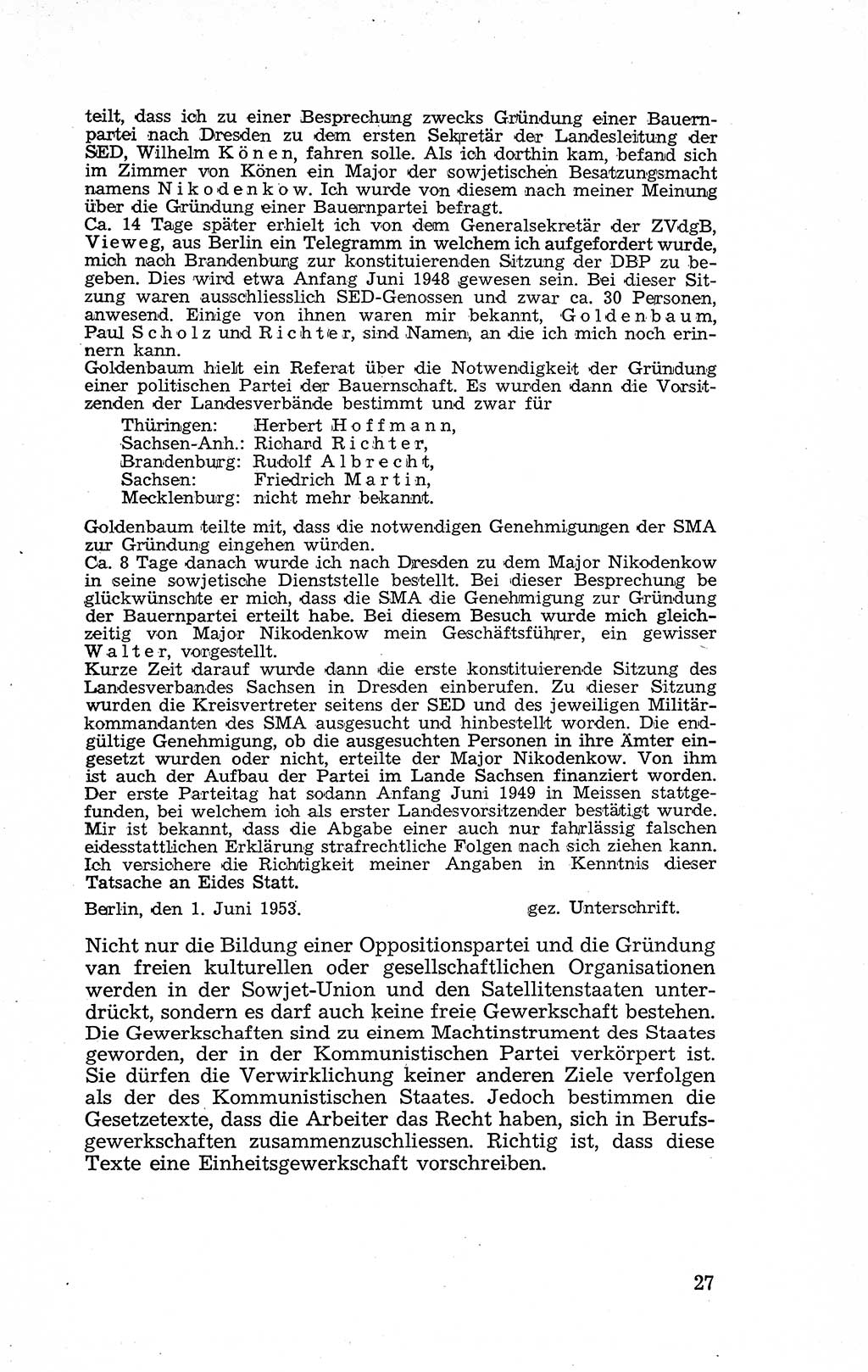 Recht in Fesseln, Dokumente, Internationale Juristen-Kommission [Bundesrepublik Deutschland (BRD)] 1955, Seite 27 (R. Dok. IJK BRD 1955, S. 27)