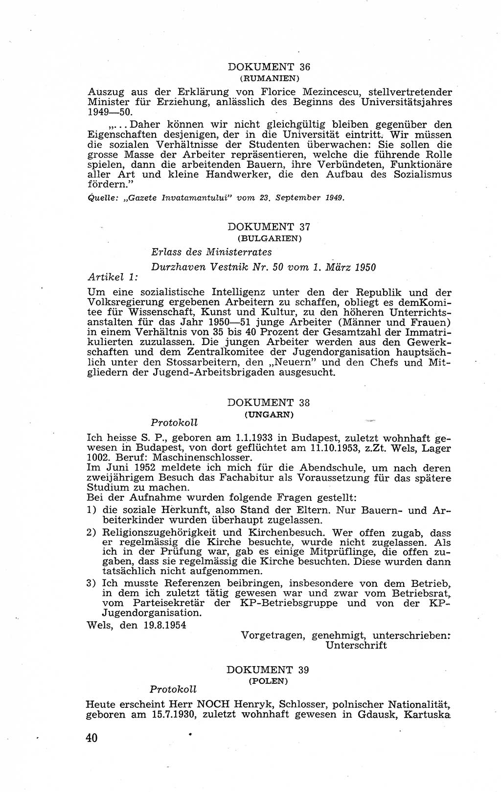 Recht in Fesseln, Dokumente, Internationale Juristen-Kommission [Bundesrepublik Deutschland (BRD)] 1955, Seite 40 (R. Dok. IJK BRD 1955, S. 40)