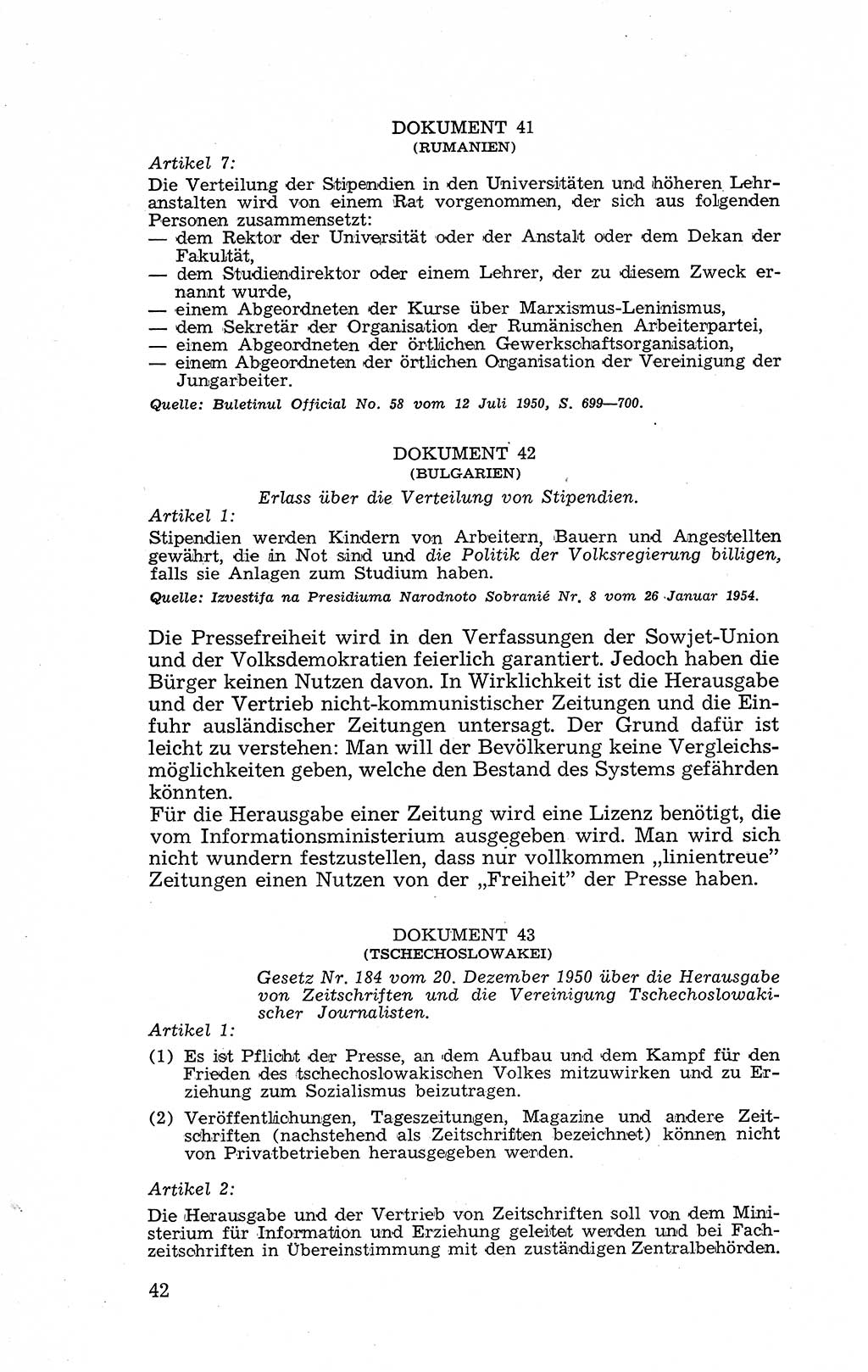 Recht in Fesseln, Dokumente, Internationale Juristen-Kommission [Bundesrepublik Deutschland (BRD)] 1955, Seite 42 (R. Dok. IJK BRD 1955, S. 42)