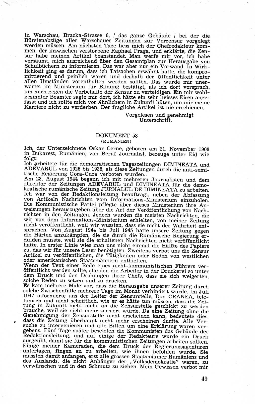 Recht in Fesseln, Dokumente, Internationale Juristen-Kommission [Bundesrepublik Deutschland (BRD)] 1955, Seite 49 (R. Dok. IJK BRD 1955, S. 49)