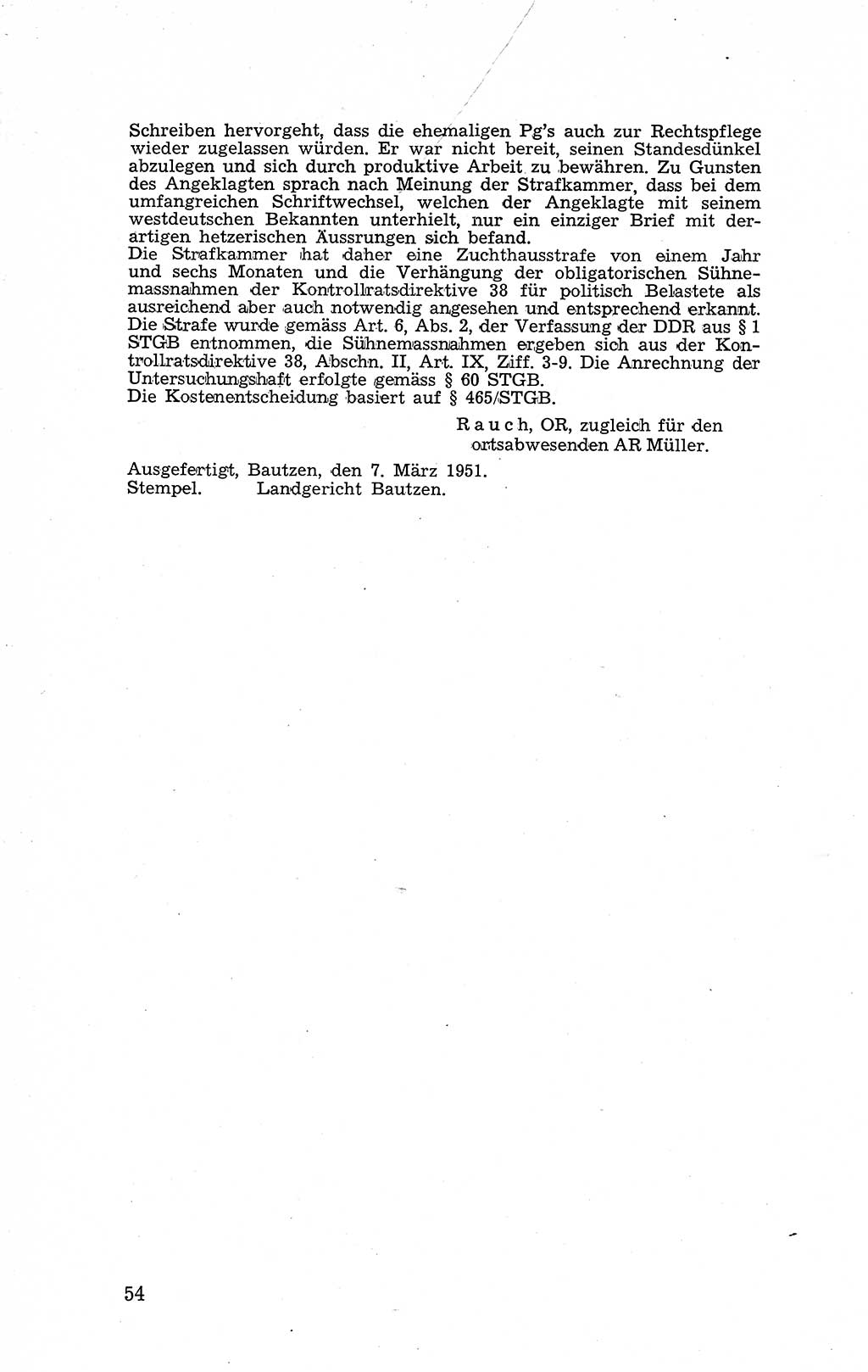 Recht in Fesseln, Dokumente, Internationale Juristen-Kommission [Bundesrepublik Deutschland (BRD)] 1955, Seite 54 (R. Dok. IJK BRD 1955, S. 54)