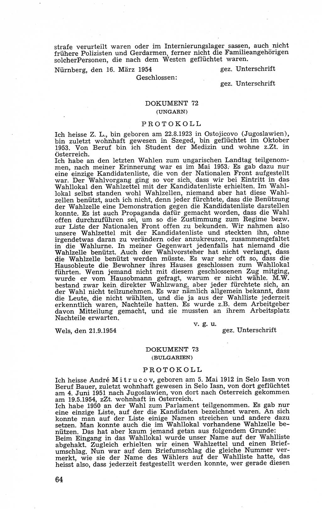 Recht in Fesseln, Dokumente, Internationale Juristen-Kommission [Bundesrepublik Deutschland (BRD)] 1955, Seite 64 (R. Dok. IJK BRD 1955, S. 64)