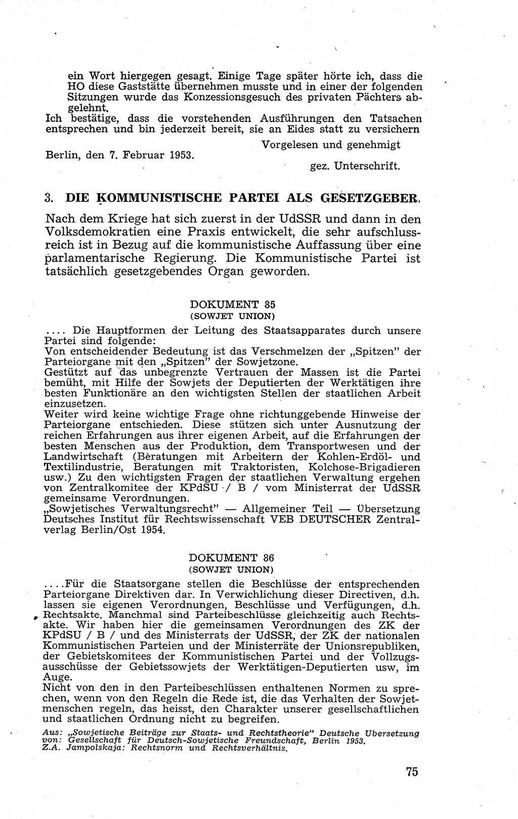 Recht in Fesseln, Dokumente, Internationale Juristen-Kommission [Bundesrepublik Deutschland (BRD)] 1955, Seite 75 (R. Dok. IJK BRD 1955, S. 75)