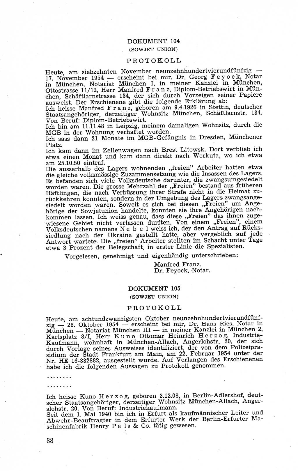 Recht in Fesseln, Dokumente, Internationale Juristen-Kommission [Bundesrepublik Deutschland (BRD)] 1955, Seite 88 (R. Dok. IJK BRD 1955, S. 88)