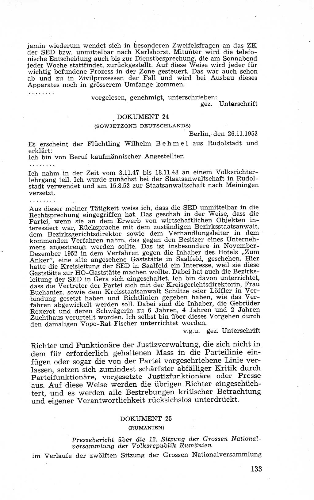 Recht in Fesseln, Dokumente, Internationale Juristen-Kommission [Bundesrepublik Deutschland (BRD)] 1955, Seite 133 (R. Dok. IJK BRD 1955, S. 133)