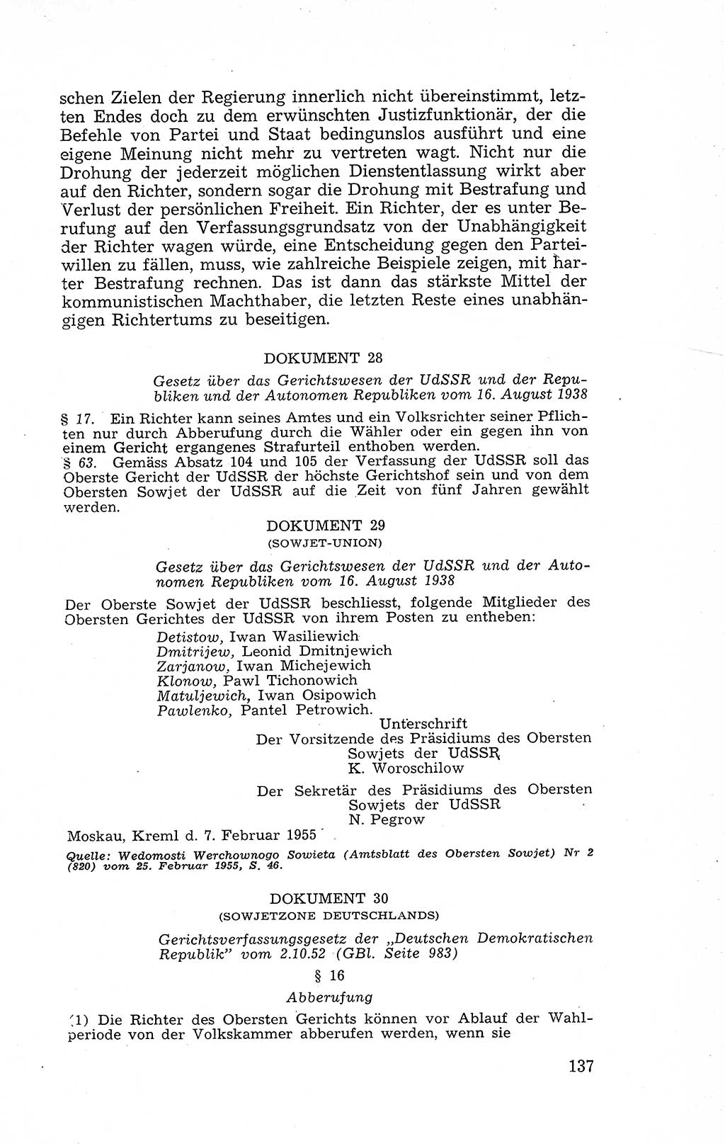 Recht in Fesseln, Dokumente, Internationale Juristen-Kommission [Bundesrepublik Deutschland (BRD)] 1955, Seite 137 (R. Dok. IJK BRD 1955, S. 137)