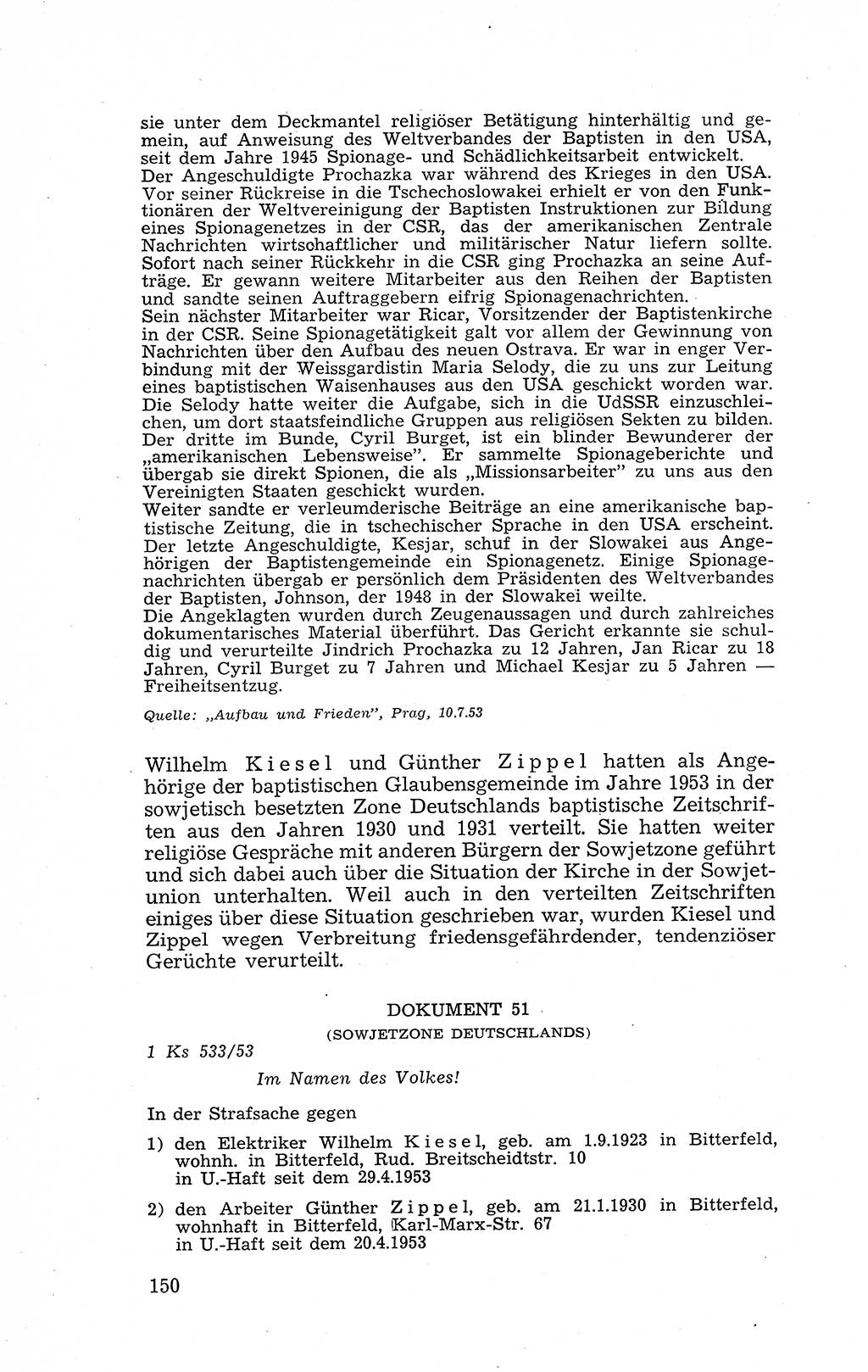 Recht in Fesseln, Dokumente, Internationale Juristen-Kommission [Bundesrepublik Deutschland (BRD)] 1955, Seite 150 (R. Dok. IJK BRD 1955, S. 150)