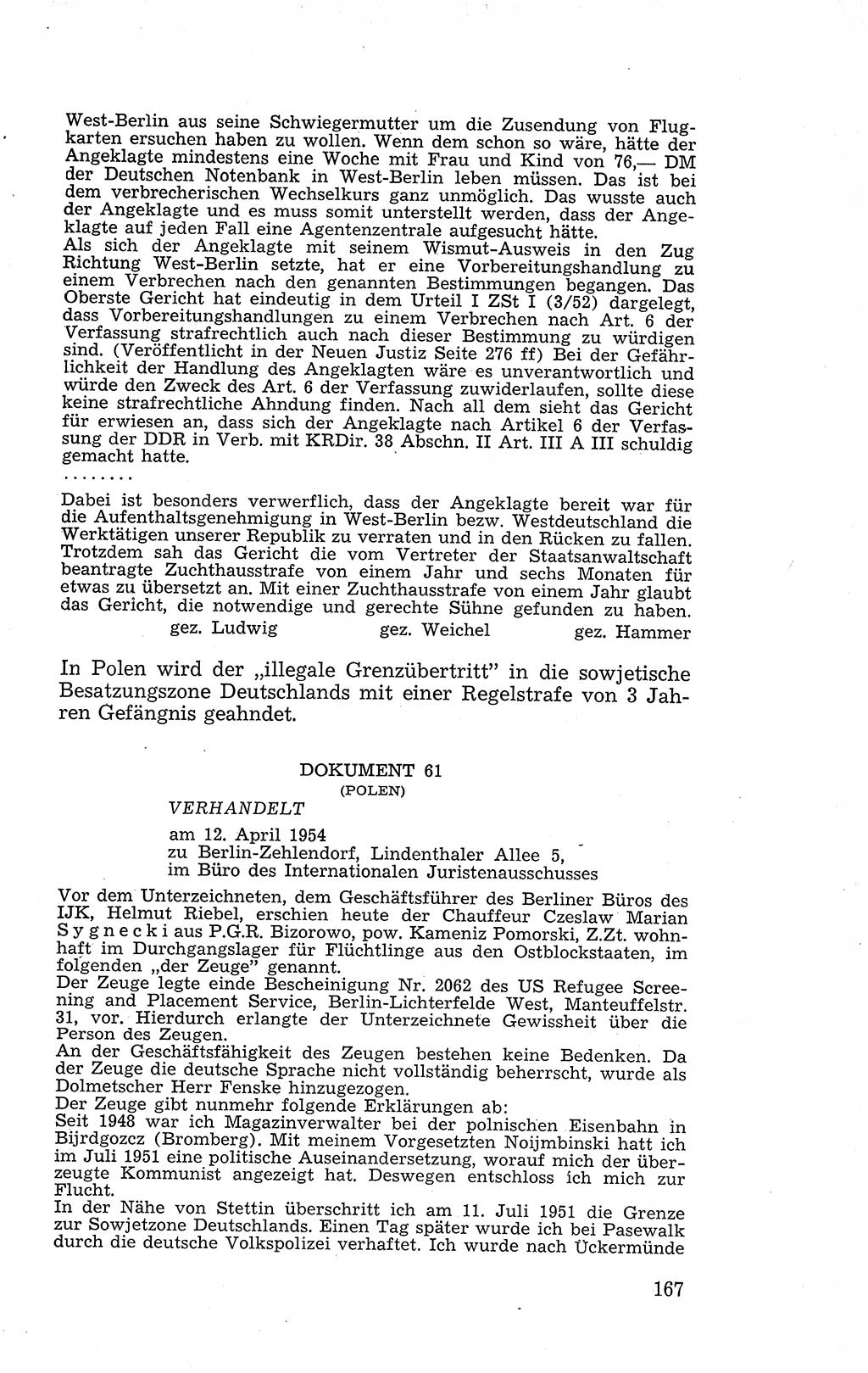 Recht in Fesseln, Dokumente, Internationale Juristen-Kommission [Bundesrepublik Deutschland (BRD)] 1955, Seite 167 (R. Dok. IJK BRD 1955, S. 167)
