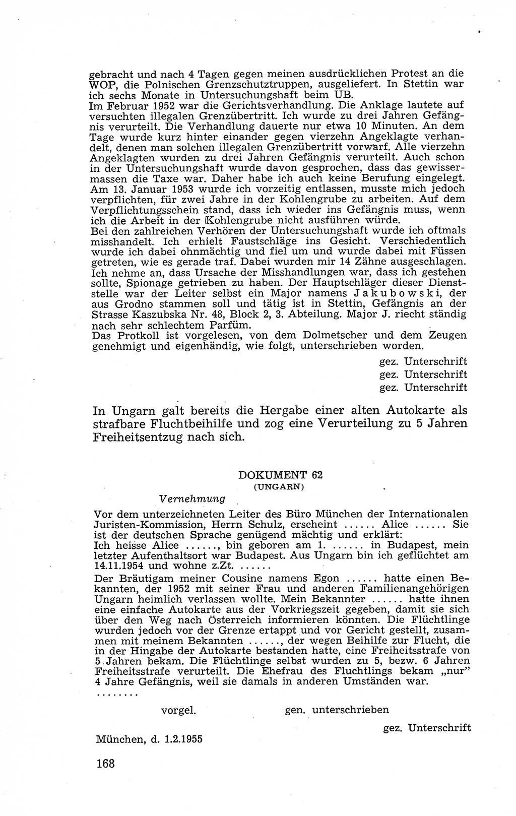 Recht in Fesseln, Dokumente, Internationale Juristen-Kommission [Bundesrepublik Deutschland (BRD)] 1955, Seite 168 (R. Dok. IJK BRD 1955, S. 168)