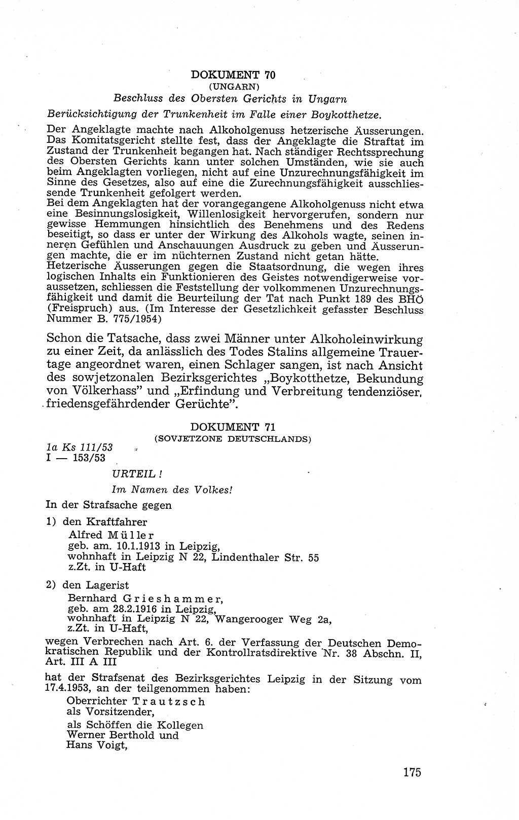 Recht in Fesseln, Dokumente, Internationale Juristen-Kommission [Bundesrepublik Deutschland (BRD)] 1955, Seite 175 (R. Dok. IJK BRD 1955, S. 175)