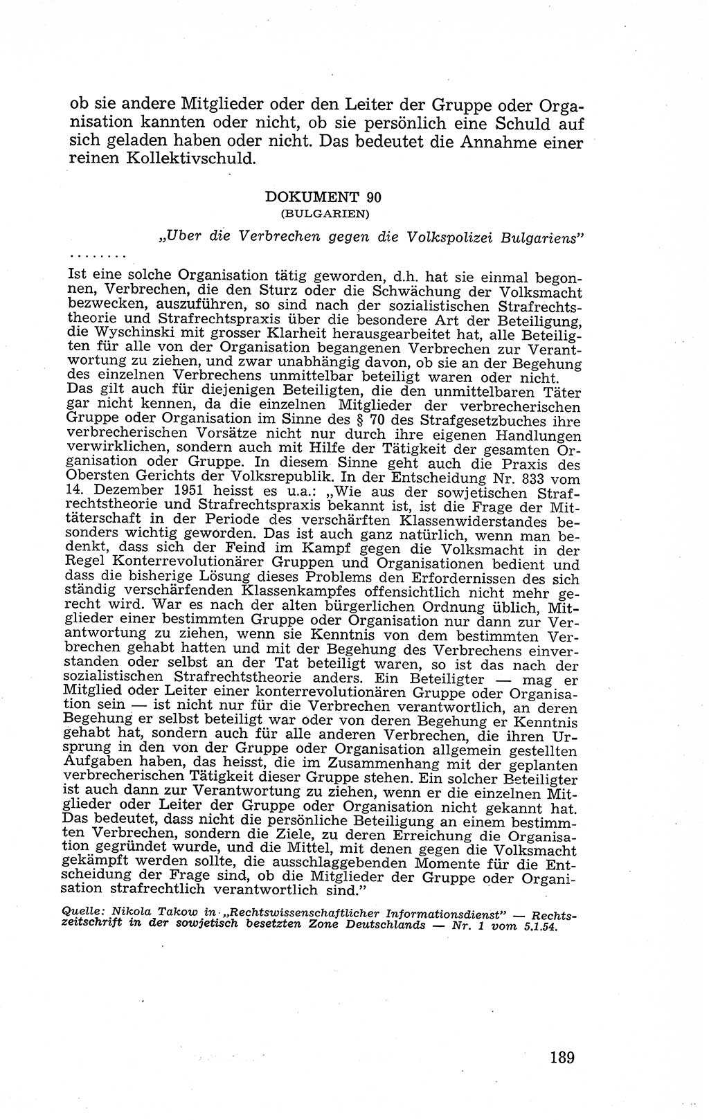 Recht in Fesseln, Dokumente, Internationale Juristen-Kommission [Bundesrepublik Deutschland (BRD)] 1955, Seite 189 (R. Dok. IJK BRD 1955, S. 189)