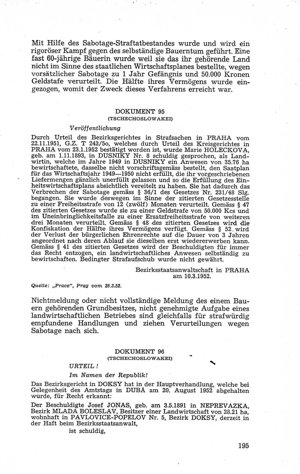 Recht in Fesseln, Dokumente, Internationale Juristen-Kommission [Bundesrepublik Deutschland (BRD)] 1955, Seite 195 (R. Dok. IJK BRD 1955, S. 195)