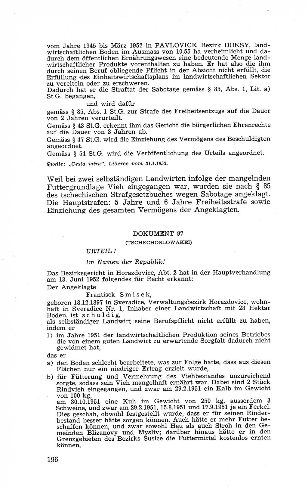 Recht in Fesseln, Dokumente, Internationale Juristen-Kommission [Bundesrepublik Deutschland (BRD)] 1955, Seite 196 (R. Dok. IJK BRD 1955, S. 196)
