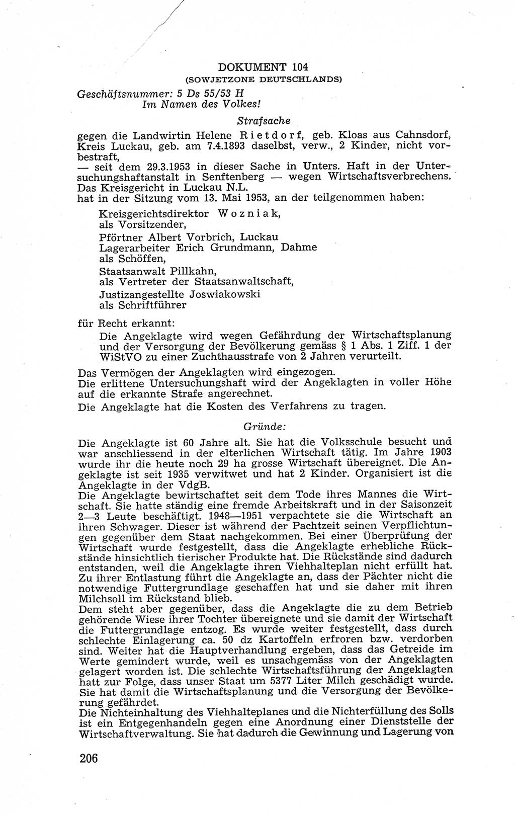 Recht in Fesseln, Dokumente, Internationale Juristen-Kommission [Bundesrepublik Deutschland (BRD)] 1955, Seite 206 (R. Dok. IJK BRD 1955, S. 206)