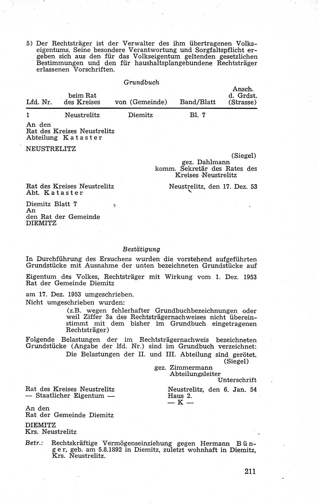 Recht in Fesseln, Dokumente, Internationale Juristen-Kommission [Bundesrepublik Deutschland (BRD)] 1955, Seite 211 (R. Dok. IJK BRD 1955, S. 211)
