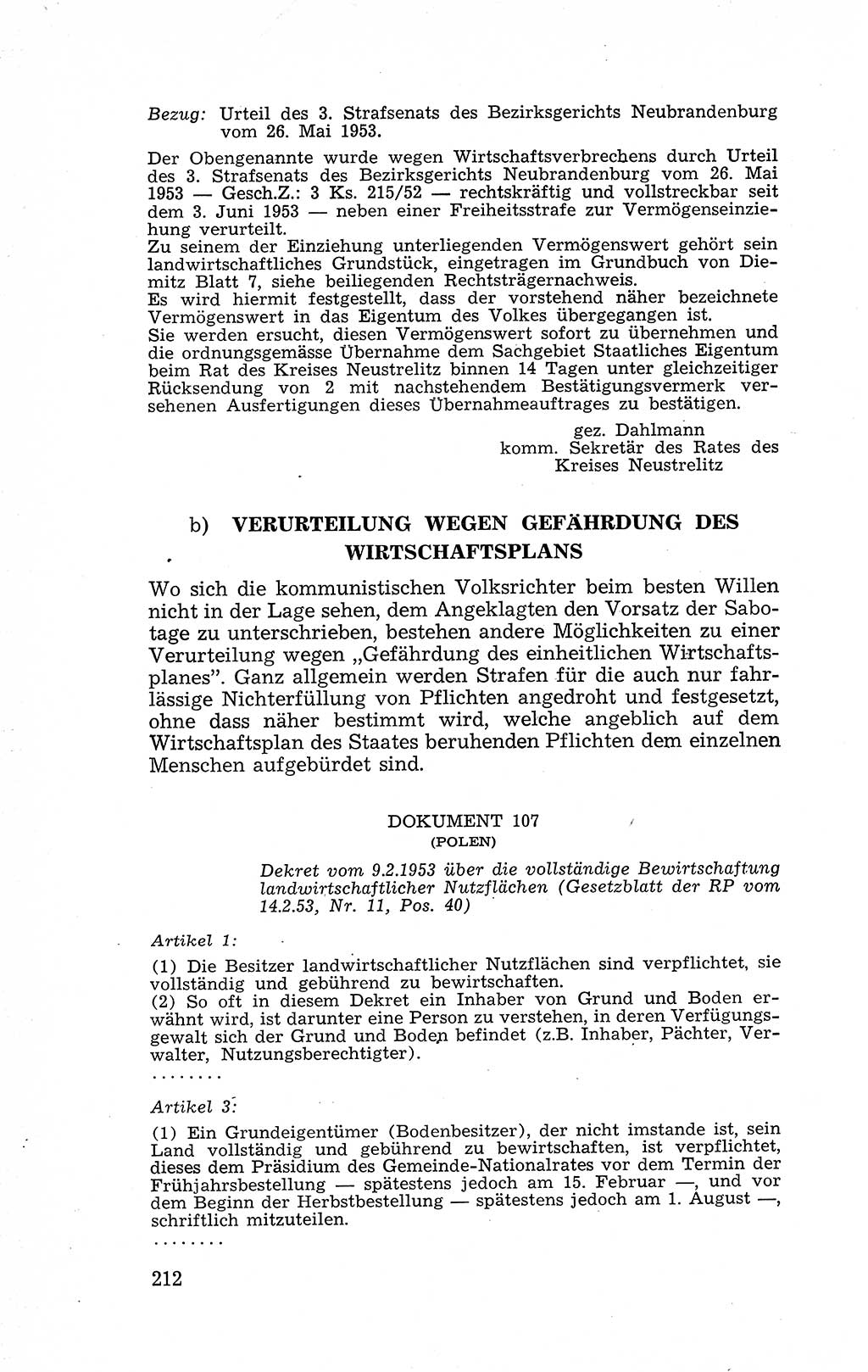 Recht in Fesseln, Dokumente, Internationale Juristen-Kommission [Bundesrepublik Deutschland (BRD)] 1955, Seite 212 (R. Dok. IJK BRD 1955, S. 212)