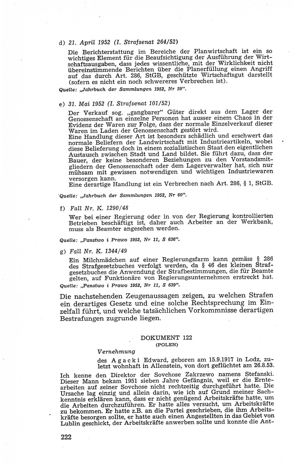 Recht in Fesseln, Dokumente, Internationale Juristen-Kommission [Bundesrepublik Deutschland (BRD)] 1955, Seite 222 (R. Dok. IJK BRD 1955, S. 222)