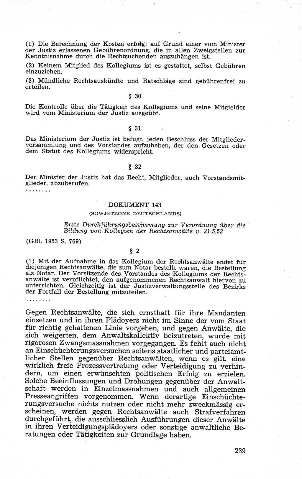 Recht in Fesseln, Dokumente, Internationale Juristen-Kommission [Bundesrepublik Deutschland (BRD)] 1955, Seite 239 (R. Dok. IJK BRD 1955, S. 239)