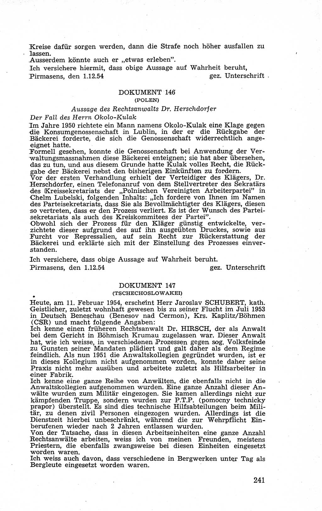 Recht in Fesseln, Dokumente, Internationale Juristen-Kommission [Bundesrepublik Deutschland (BRD)] 1955, Seite 241 (R. Dok. IJK BRD 1955, S. 241)
