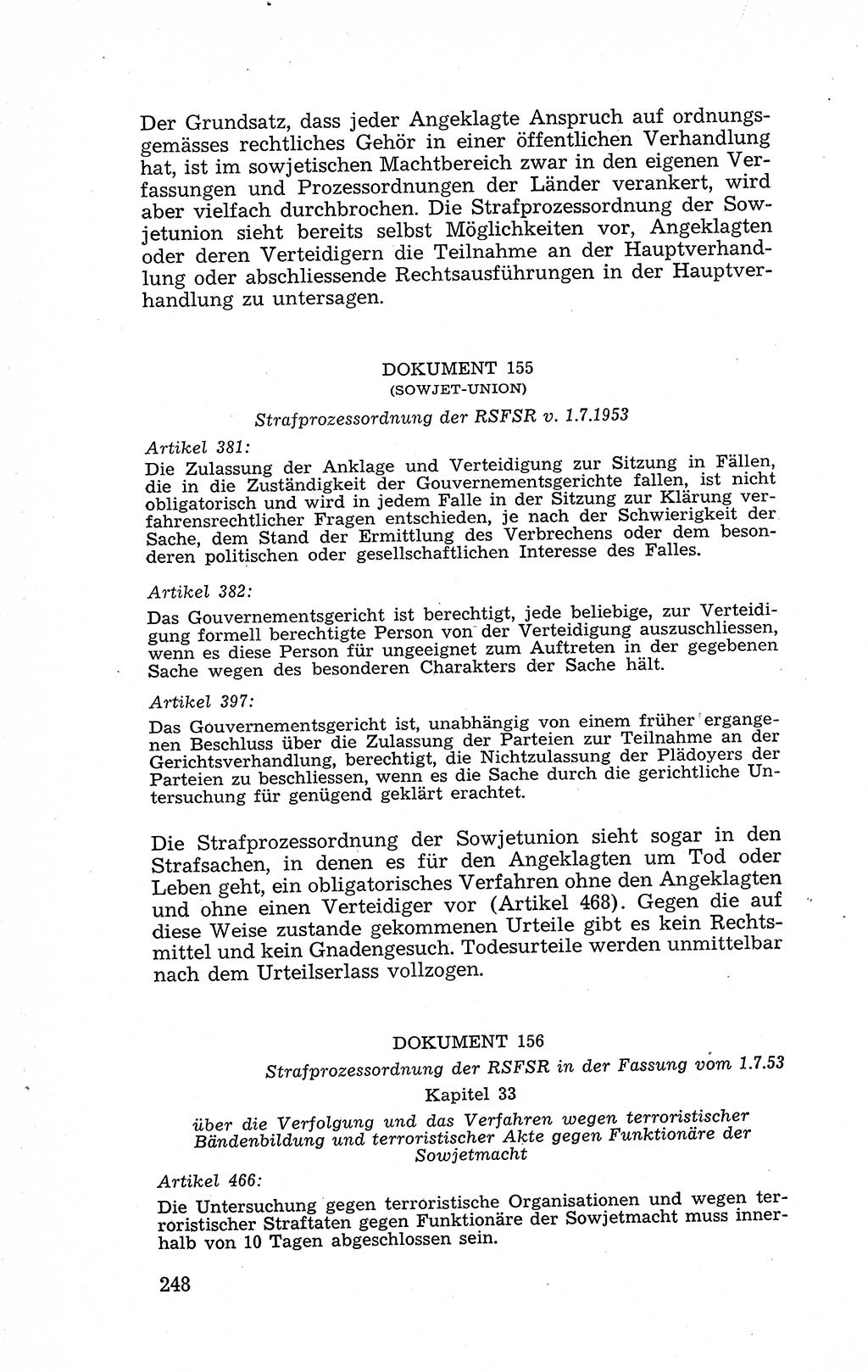 Recht in Fesseln, Dokumente, Internationale Juristen-Kommission [Bundesrepublik Deutschland (BRD)] 1955, Seite 248 (R. Dok. IJK BRD 1955, S. 248)