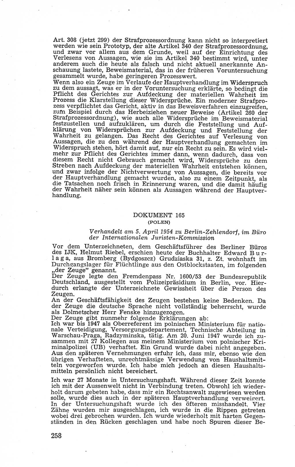 Recht in Fesseln, Dokumente, Internationale Juristen-Kommission [Bundesrepublik Deutschland (BRD)] 1955, Seite 258 (R. Dok. IJK BRD 1955, S. 258)