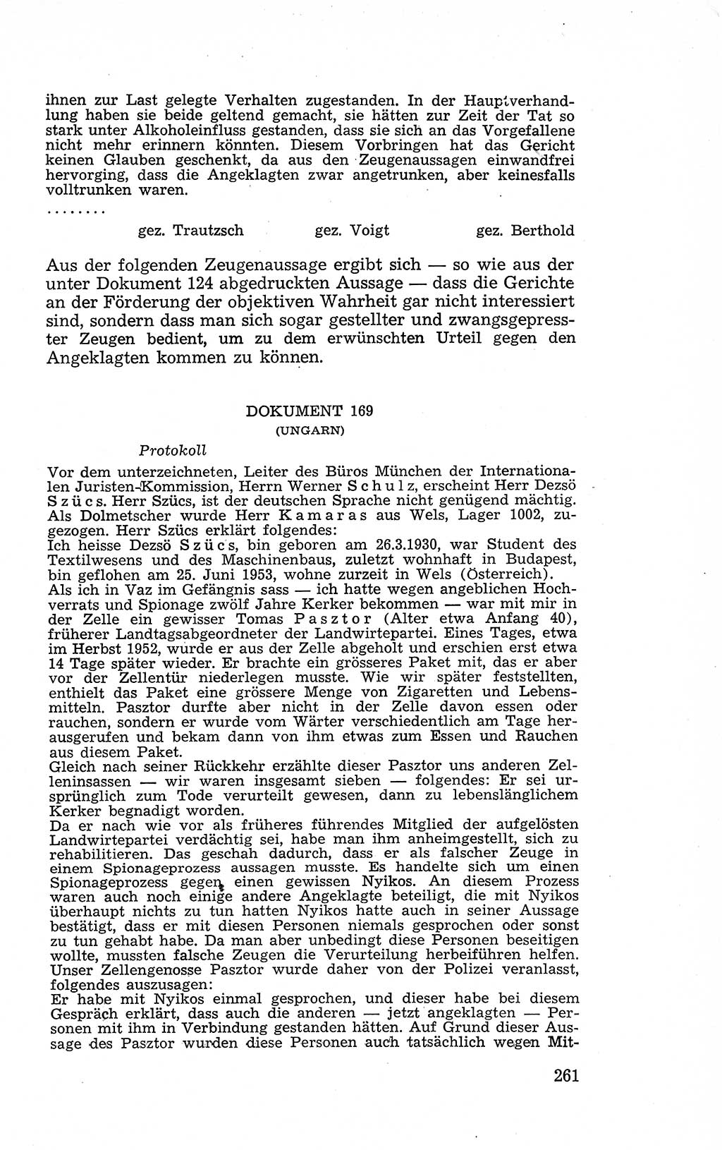 Recht in Fesseln, Dokumente, Internationale Juristen-Kommission [Bundesrepublik Deutschland (BRD)] 1955, Seite 261 (R. Dok. IJK BRD 1955, S. 261)