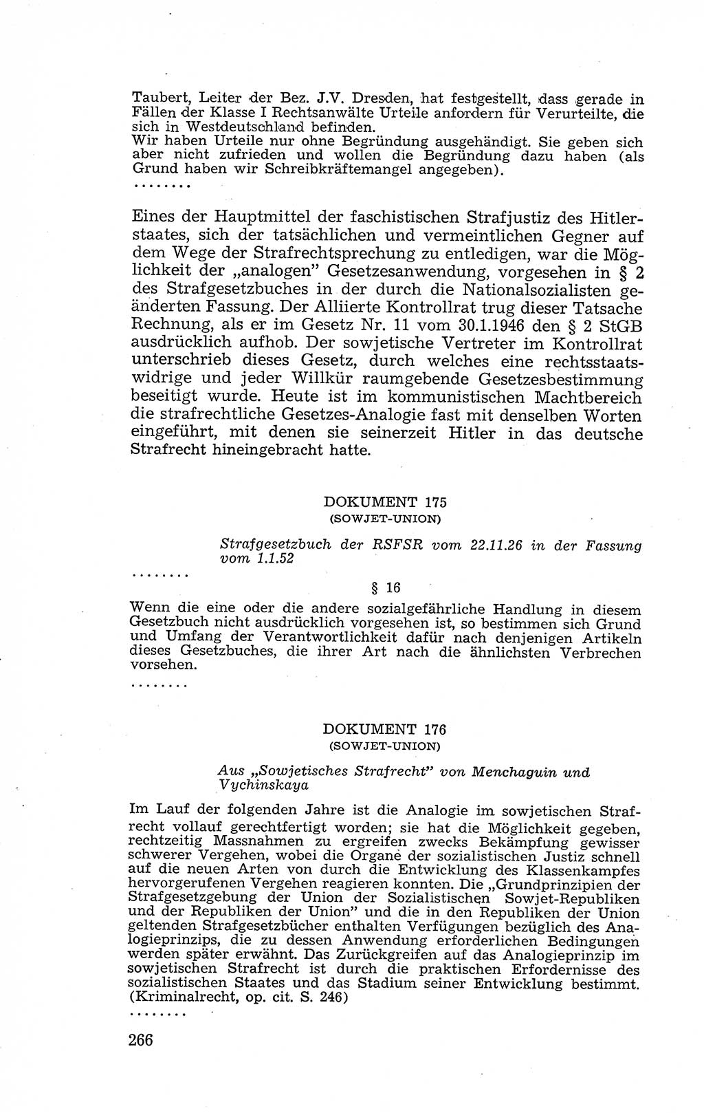 Recht in Fesseln, Dokumente, Internationale Juristen-Kommission [Bundesrepublik Deutschland (BRD)] 1955, Seite 266 (R. Dok. IJK BRD 1955, S. 266)