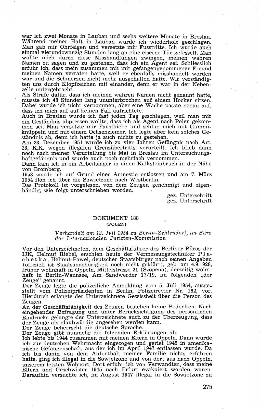 Recht in Fesseln, Dokumente, Internationale Juristen-Kommission [Bundesrepublik Deutschland (BRD)] 1955, Seite 275 (R. Dok. IJK BRD 1955, S. 275)